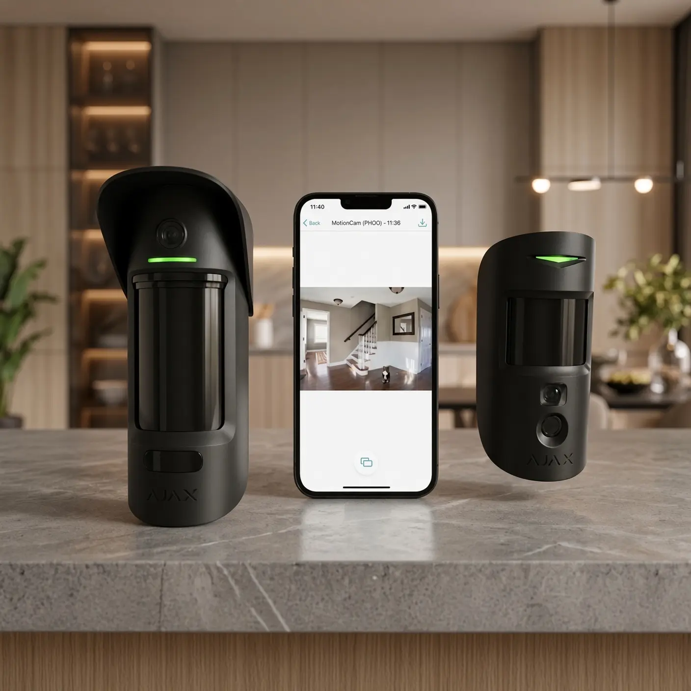 Phone showing a photo-verified alarm from an Ajax MotionCam detector