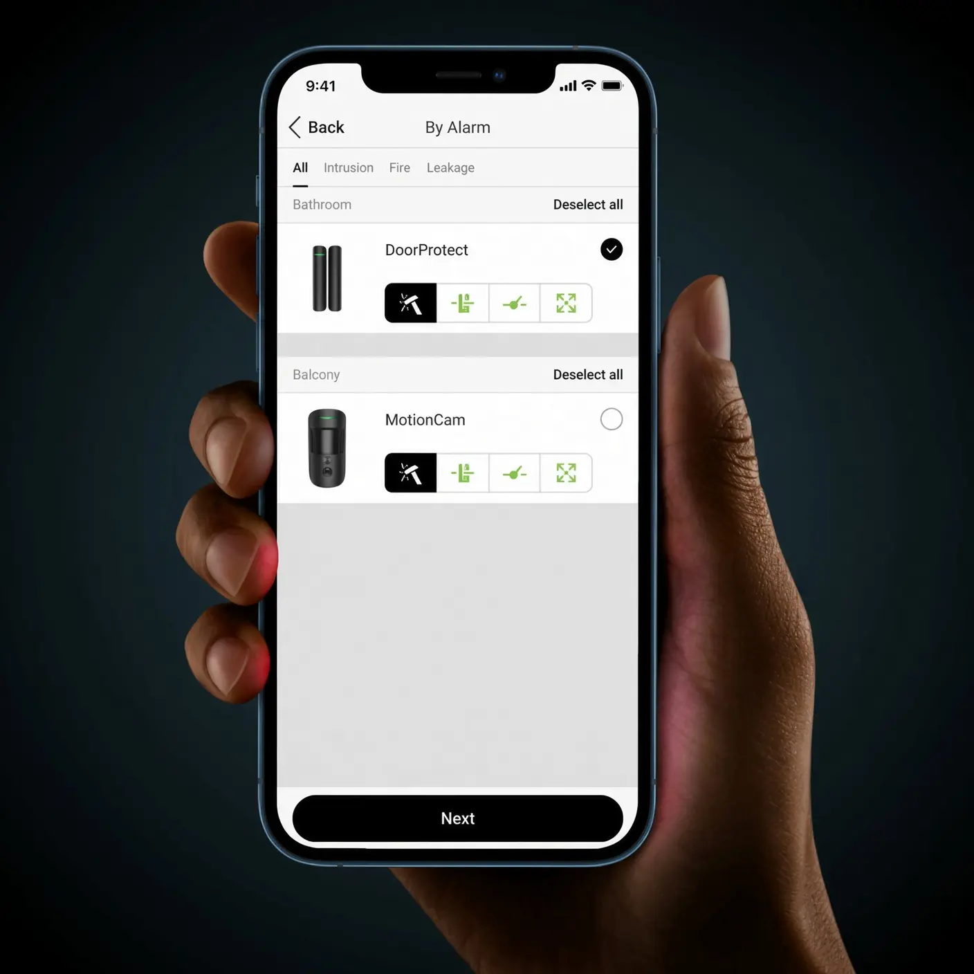 Ajax app arming and disarming an alarm system remotely